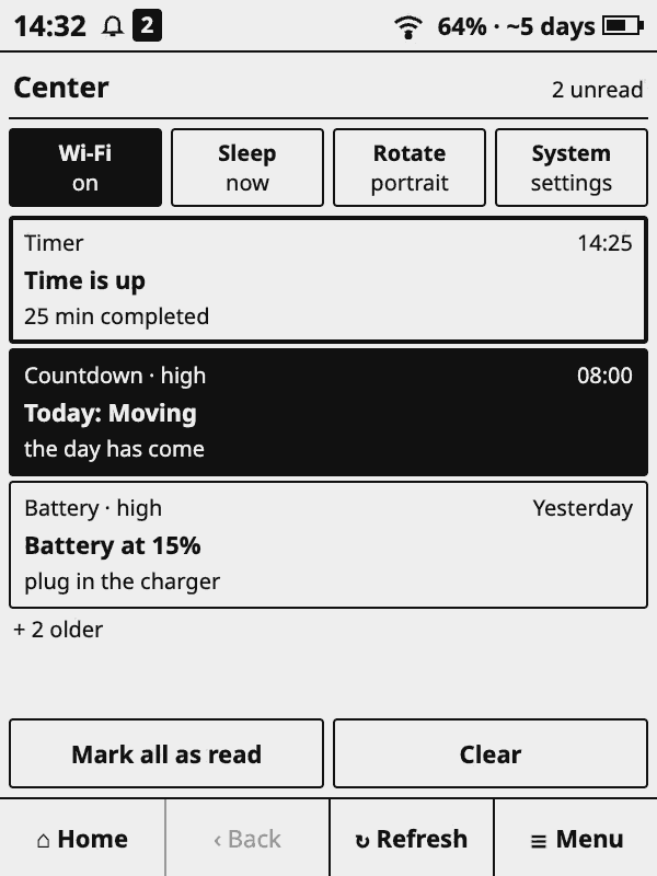 Notification centre